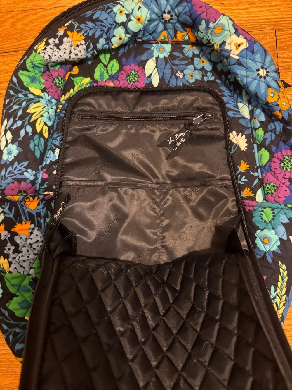 Vera Bradley Navy Floral Quilted Backpack with Multicolor Blooms